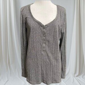 Victoria’s Secret Women’s Silver Shimmer Henley Long Sleeve Top Size L